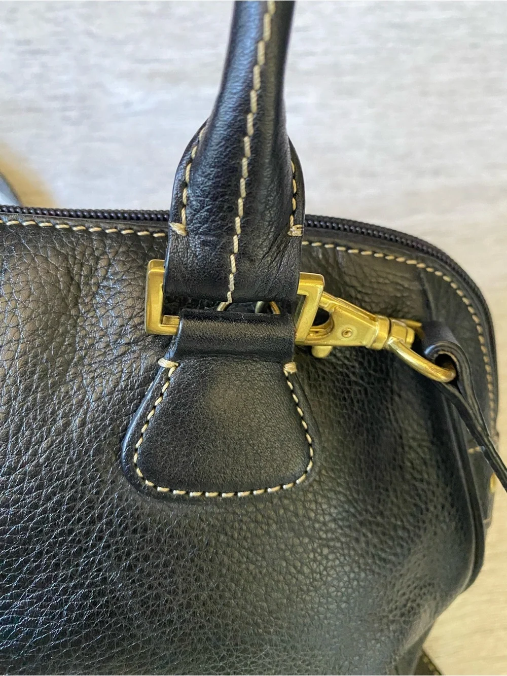 Etienne Aigner Black Pebbled Leather Satchel Crossbody Shoulder Bag Purse